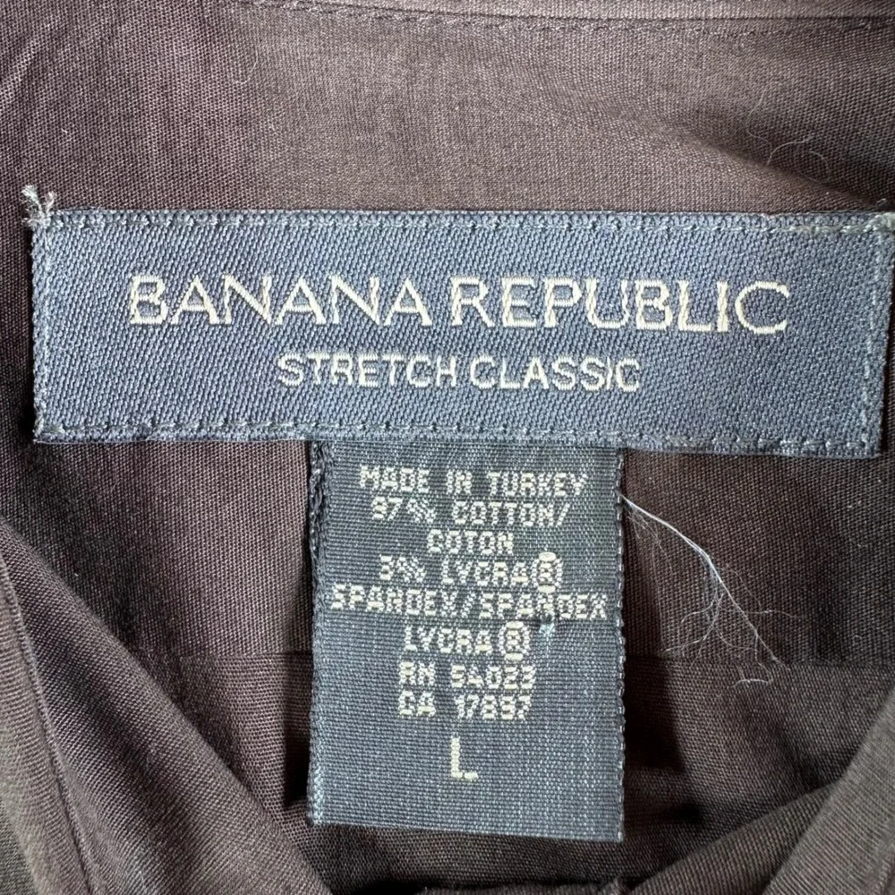 Banana Republic Button Down Mens L Large Brown Stretch Classic Long Sleeve Shirt